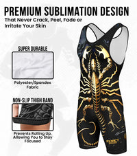 Boys Youth Sublimated Wrestling Singlets (Scorpion)