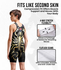 Boys Youth Sublimated Wrestling Singlets (Scorpion)