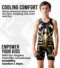 Boys Youth Sublimated Wrestling Singlets (Scorpion)