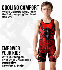 Boys Youth Sublimated Wrestling Singlets (Spider)
