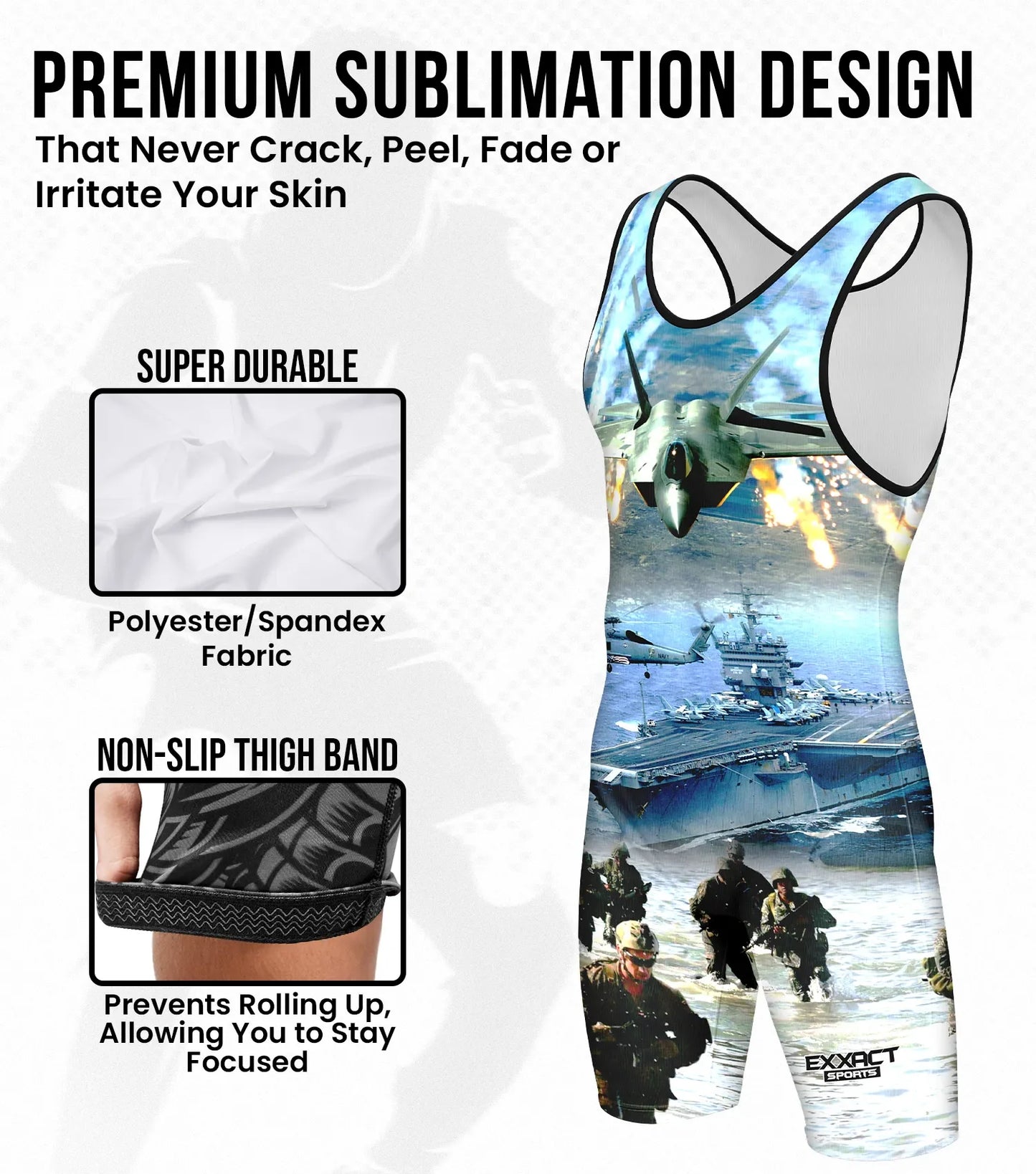 Boys Youth Sublimated Wrestling Singlets (US Army)