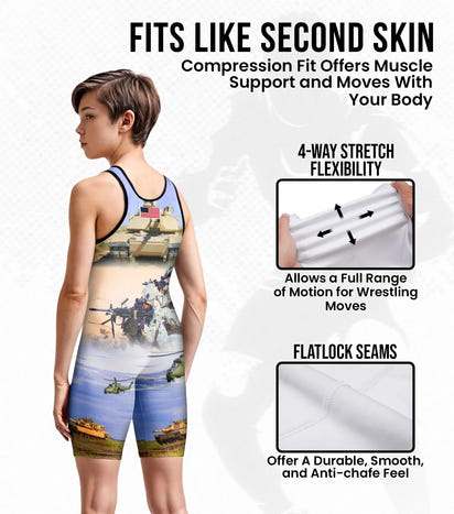 Boys Youth Sublimated Wrestling Singlets (US Army)