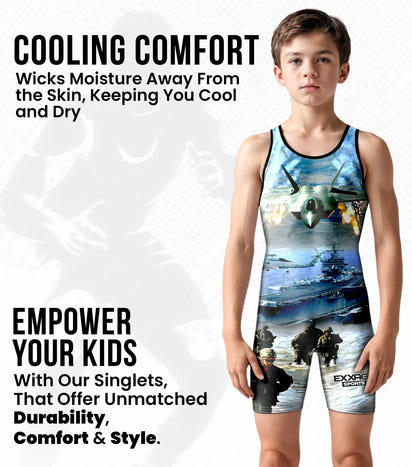 Boys Youth Sublimated Wrestling Singlets (US Army)