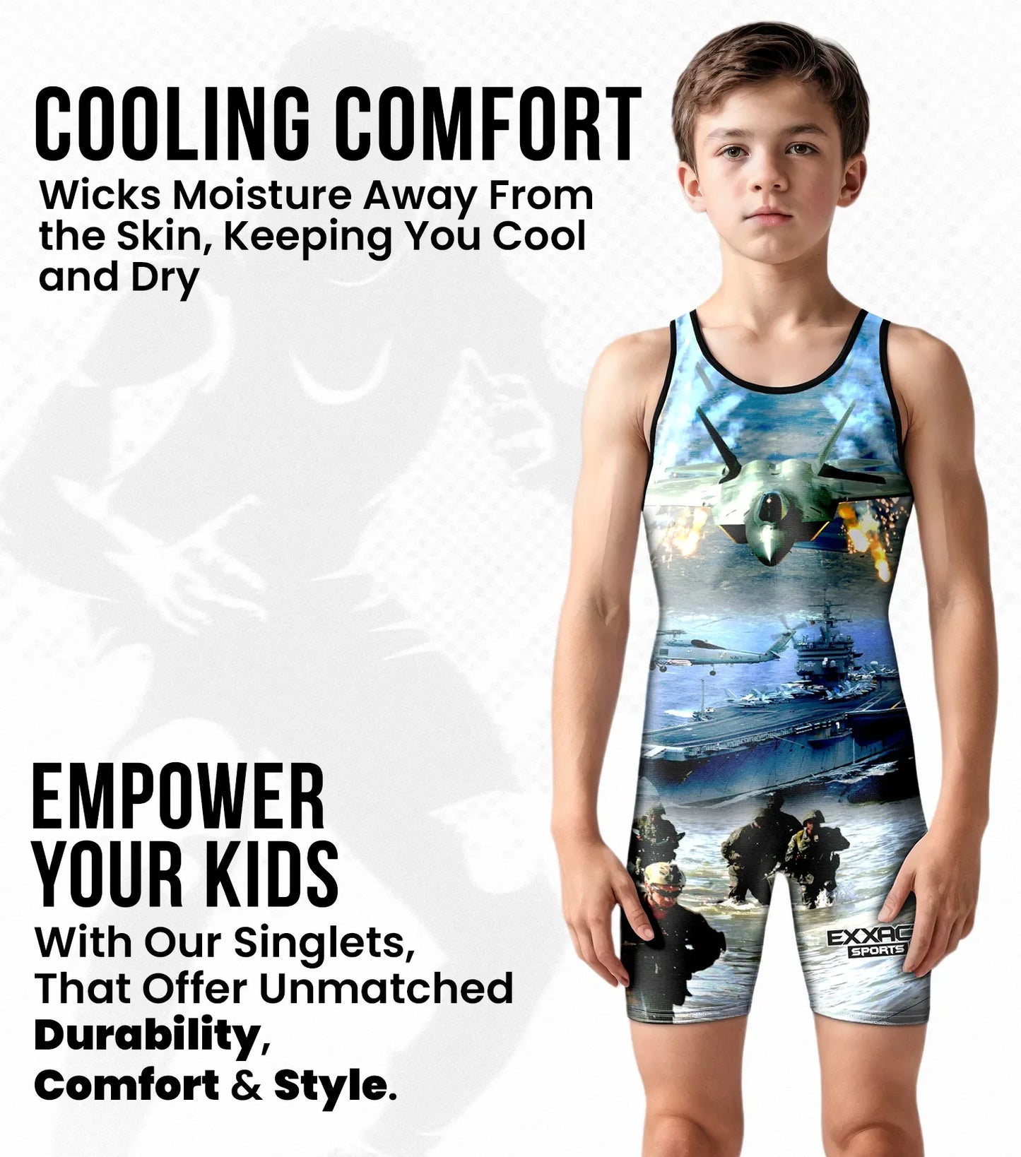 Boys Youth Sublimated Wrestling Singlets (US Army)