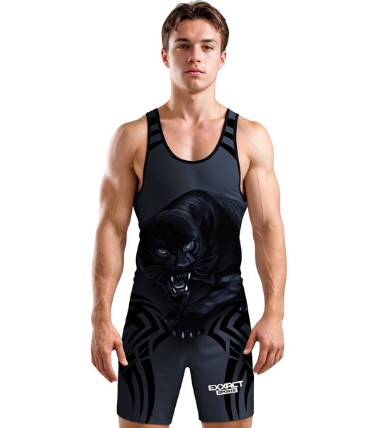 Men's Sublimated Wrestling Singlets (Black Panther)