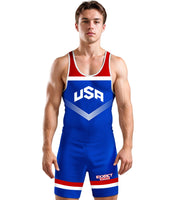 Men's Sublimated Wrestling Singlets (Royal Blue USA)