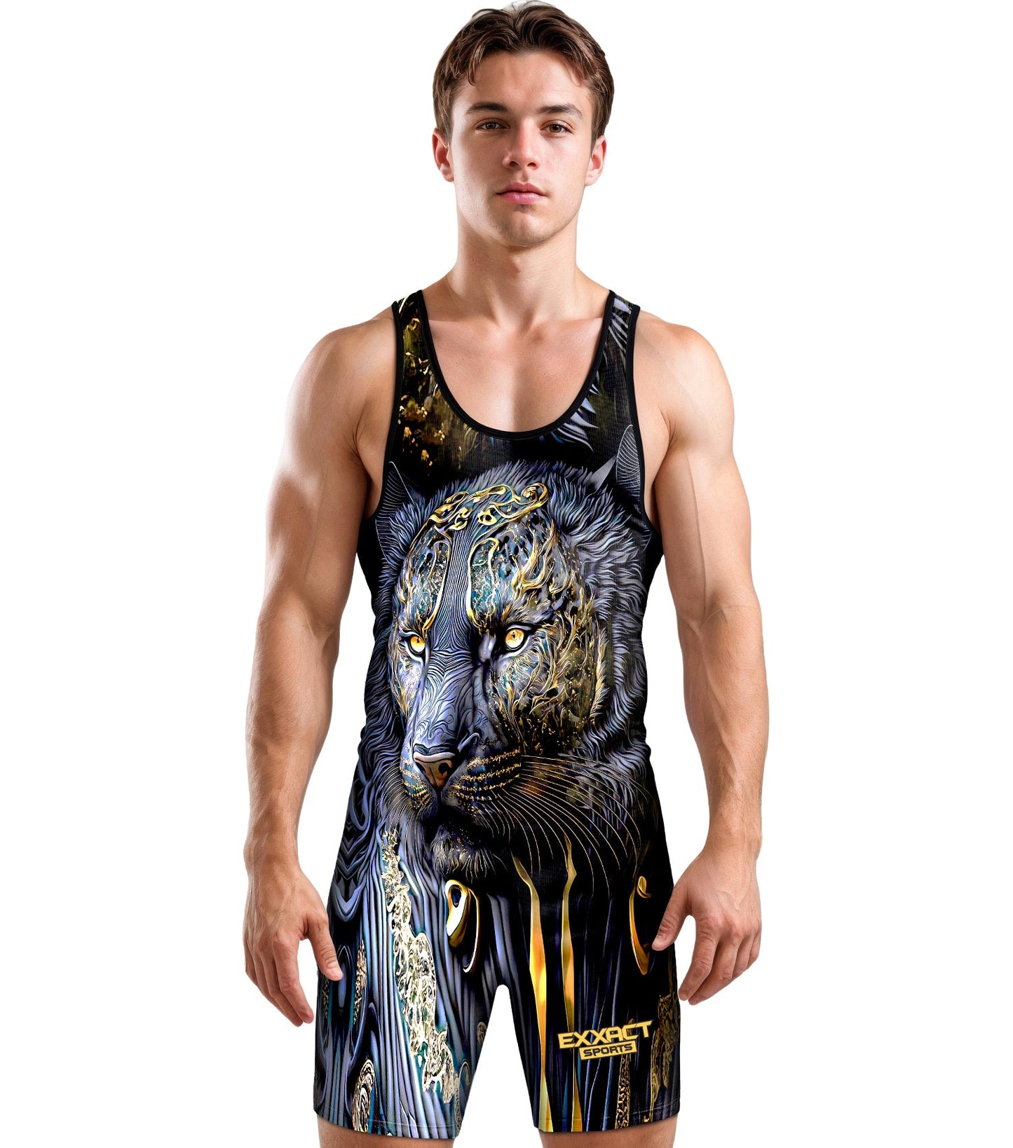 Men's Sublimated Wrestling Singlets (Black Lion)