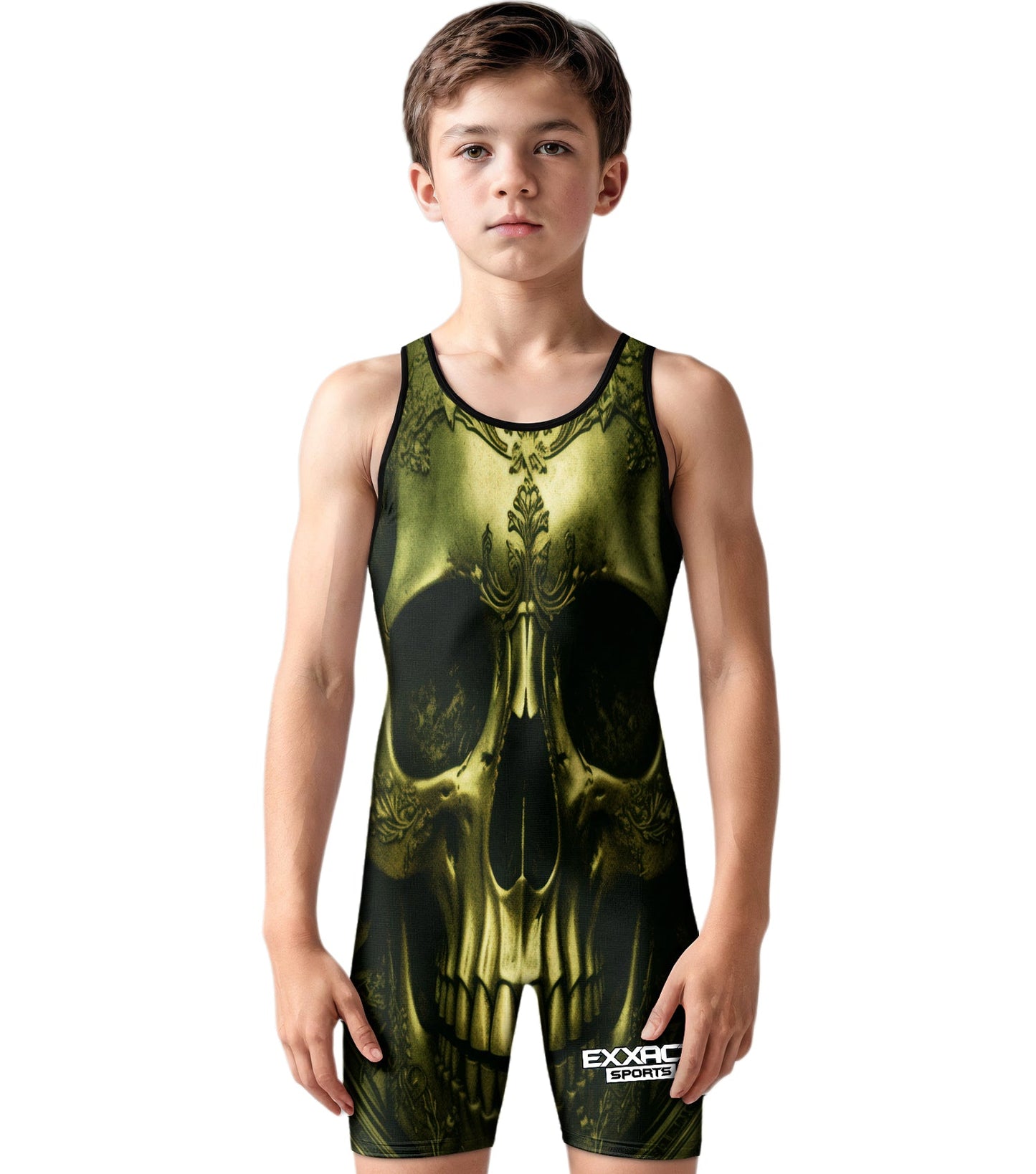 Boys Youth Sublimated Wrestling Singlets (Skull)