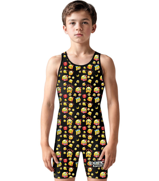 Boys Youth Sublimated Wrestling Singlets (Emoji)