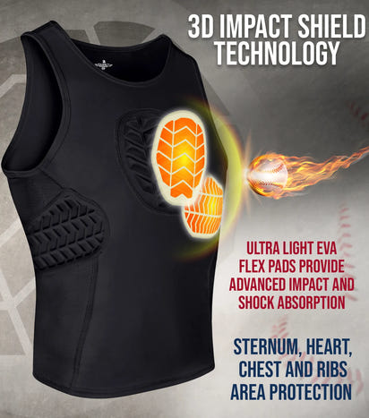Tank Top Boys Baseball Chest & Rib Protector (Black)
