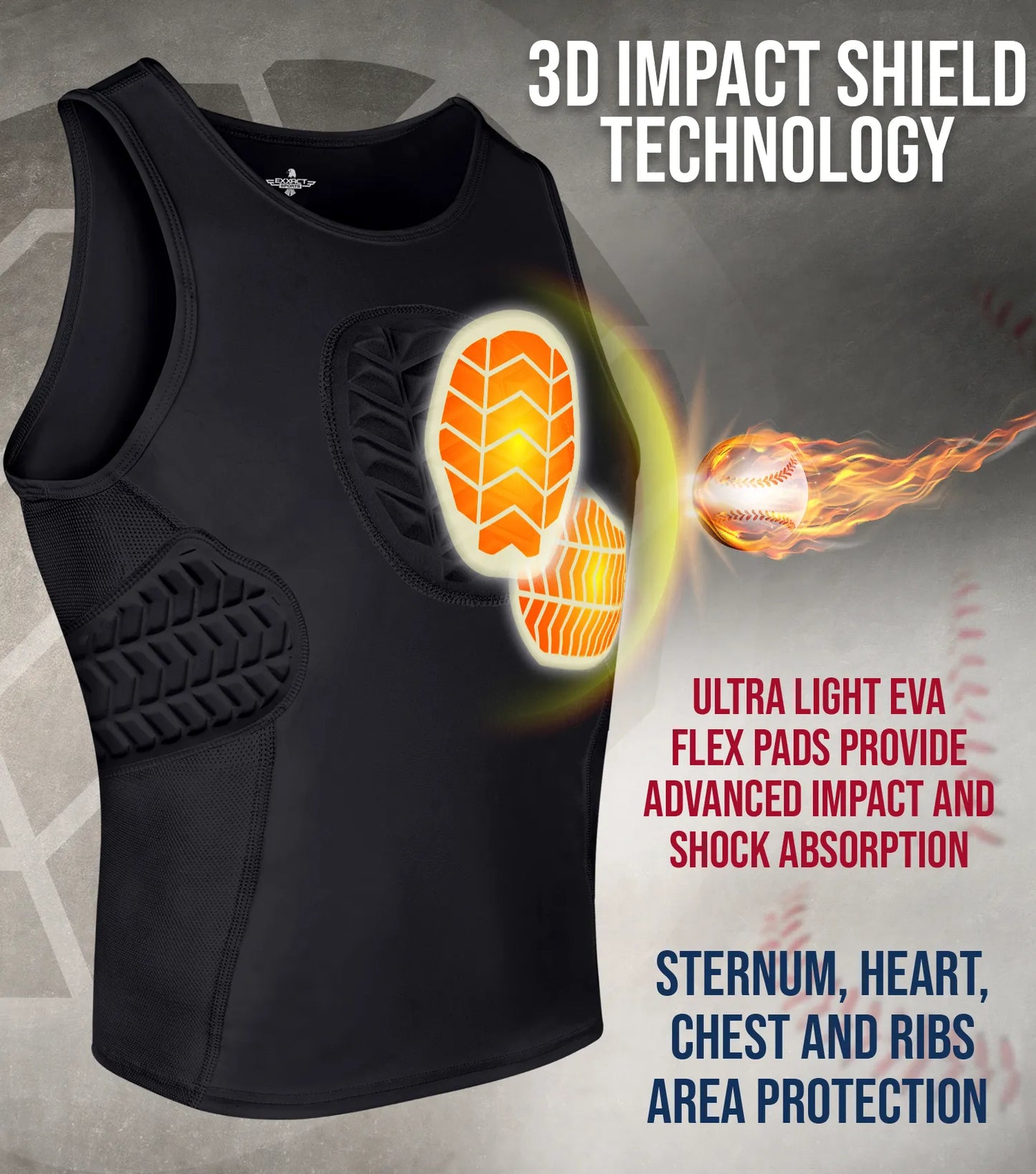 Tank Top Boys Baseball Chest & Rib Protector (Black)