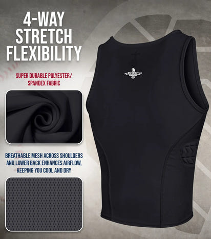 Tank Top Boys Baseball Chest & Rib Protector (Black)