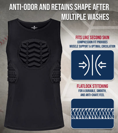 Tank Top Boys Baseball Chest & Rib Protector (Black)