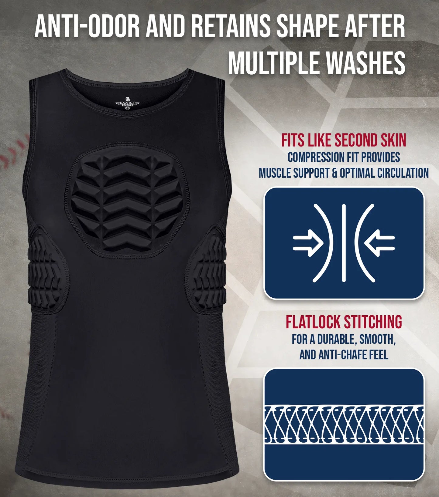 Tank Top Boys Baseball Chest & Rib Protector (Black)