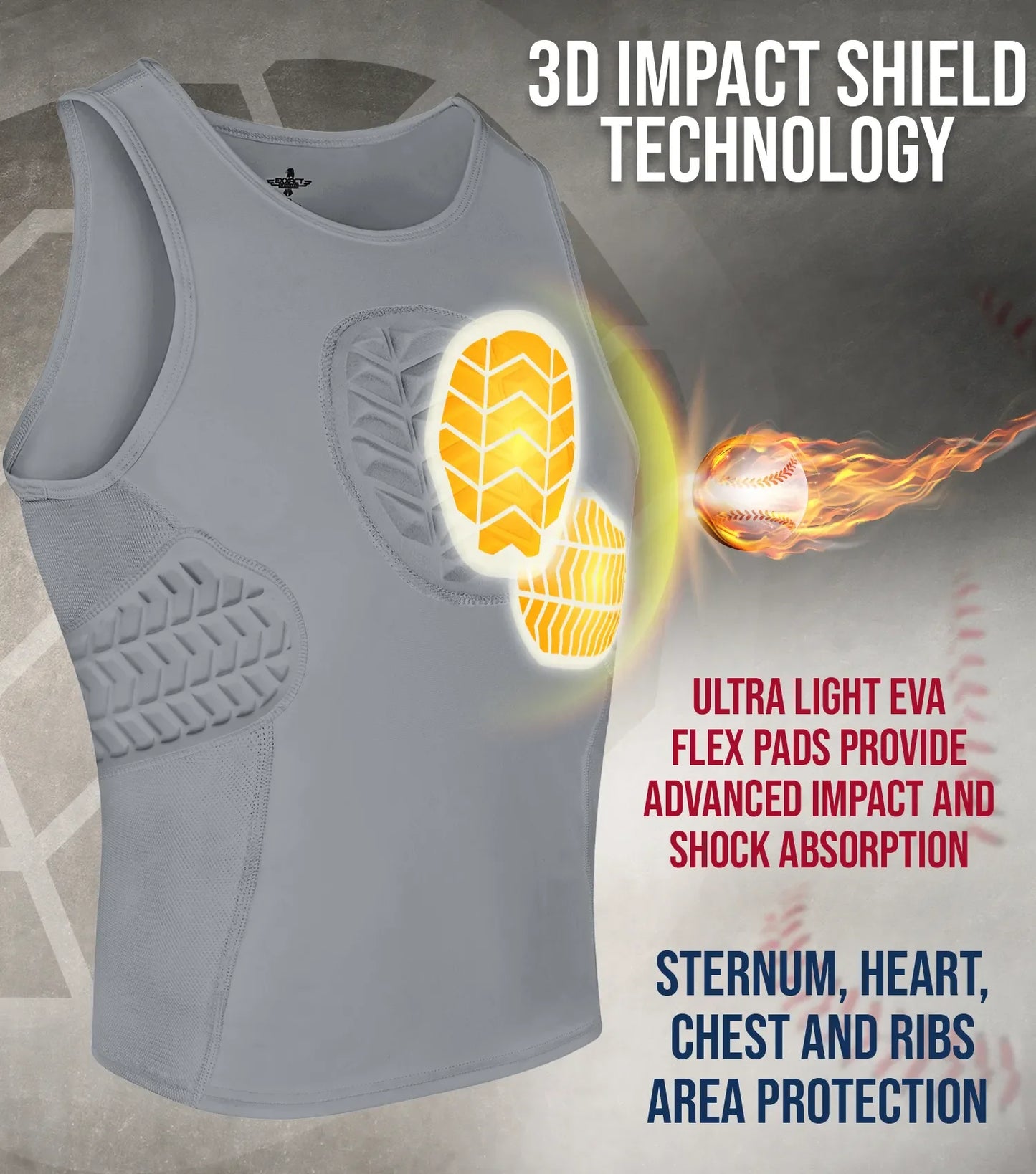 Tank Top Boys Baseball Chest & Rib Protector (Gray)