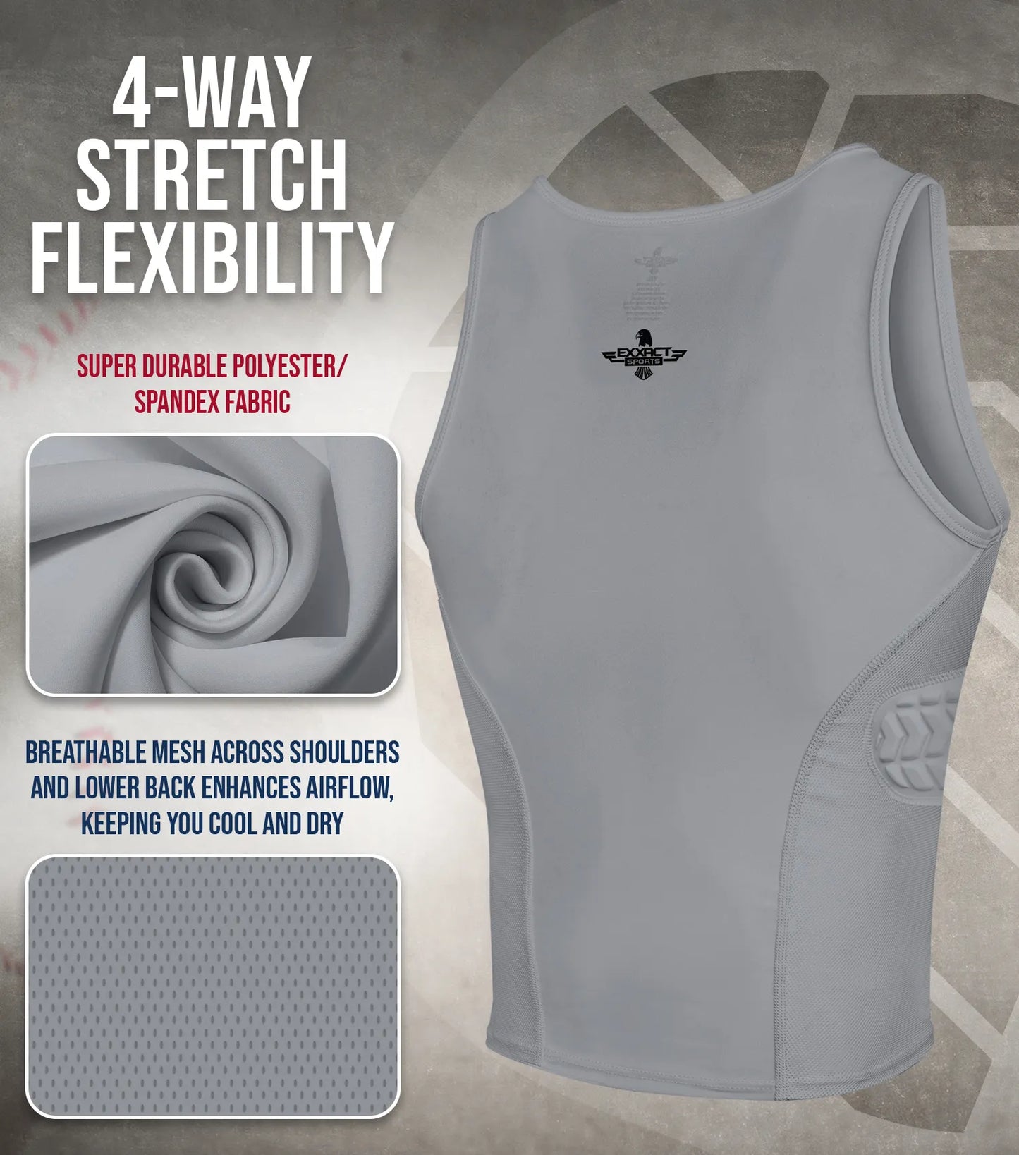 Tank Top Boys Baseball Chest & Rib Protector (Gray)