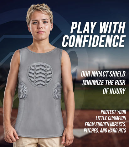 Tank Top Boys Baseball Chest & Rib Protector (Gray)