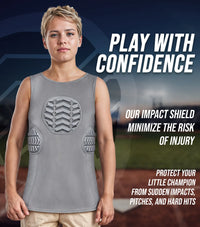 Tank Top Boys Baseball Chest & Rib Protector (Gray)