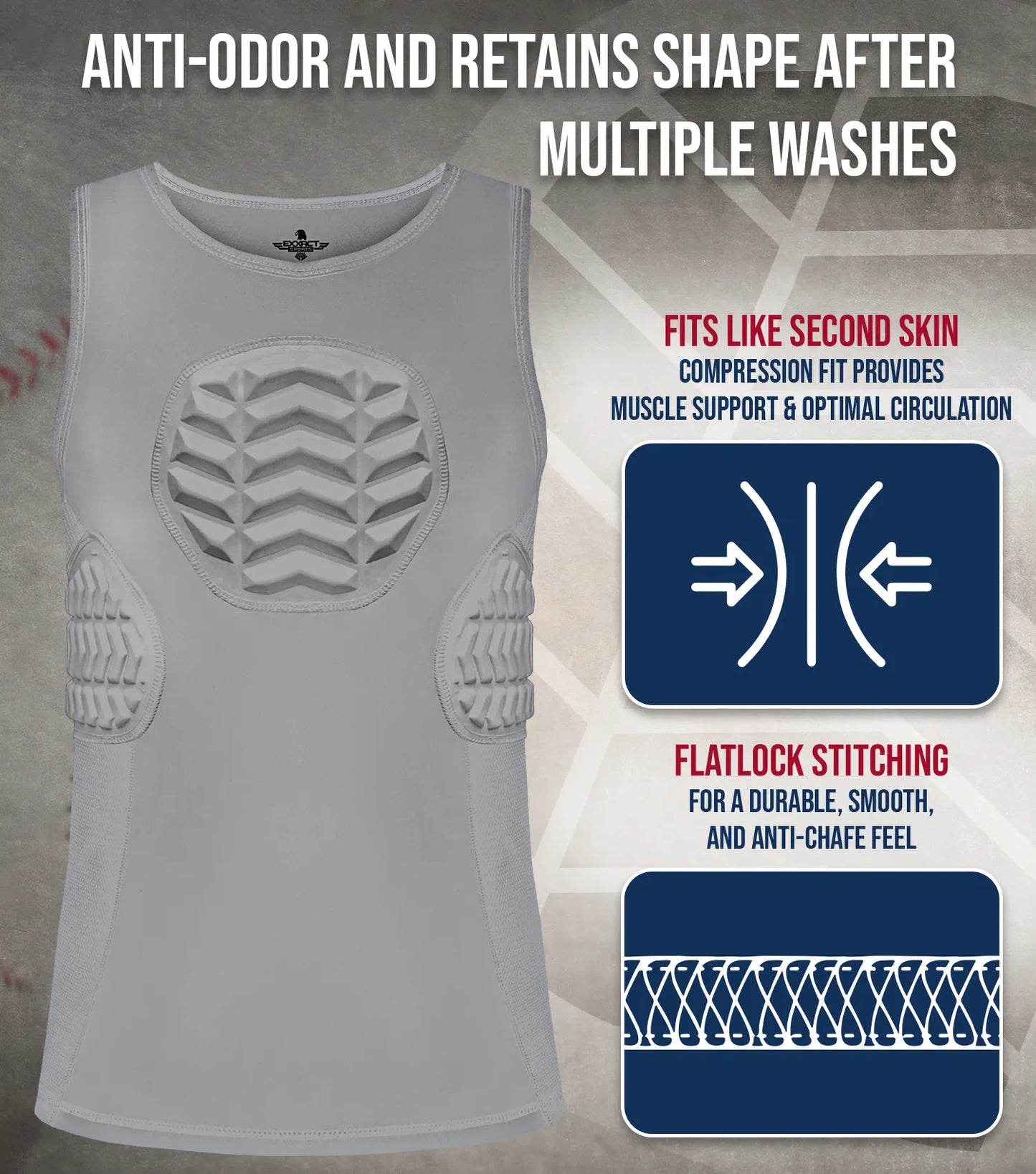 Tank Top Boys Baseball Chest & Rib Protector (Gray)