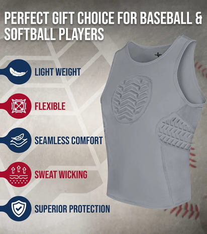 Tank Top Boys Baseball Chest & Rib Protector (Gray)