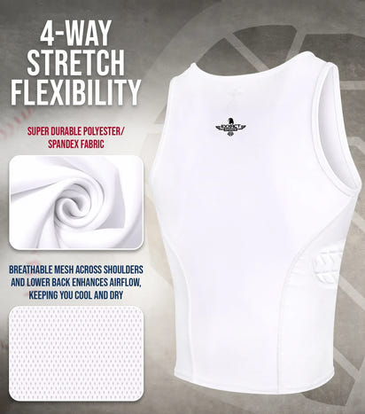 Tank Top Boys Baseball Chest & Rib Protector (White)