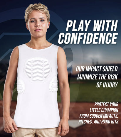 Tank Top Boys Baseball Chest & Rib Protector (White)