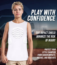 Tank Top Boys Baseball Chest & Rib Protector (White)