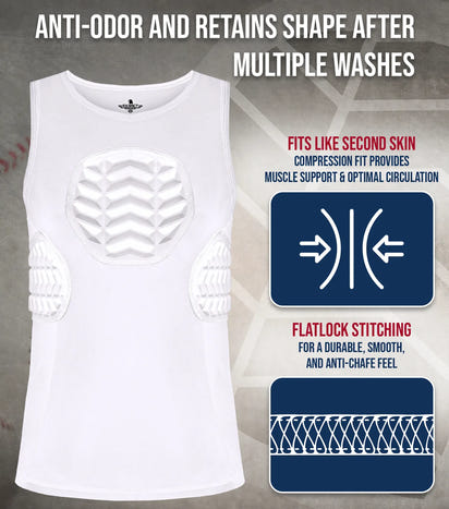 Tank Top Boys Baseball Chest & Rib Protector (White)