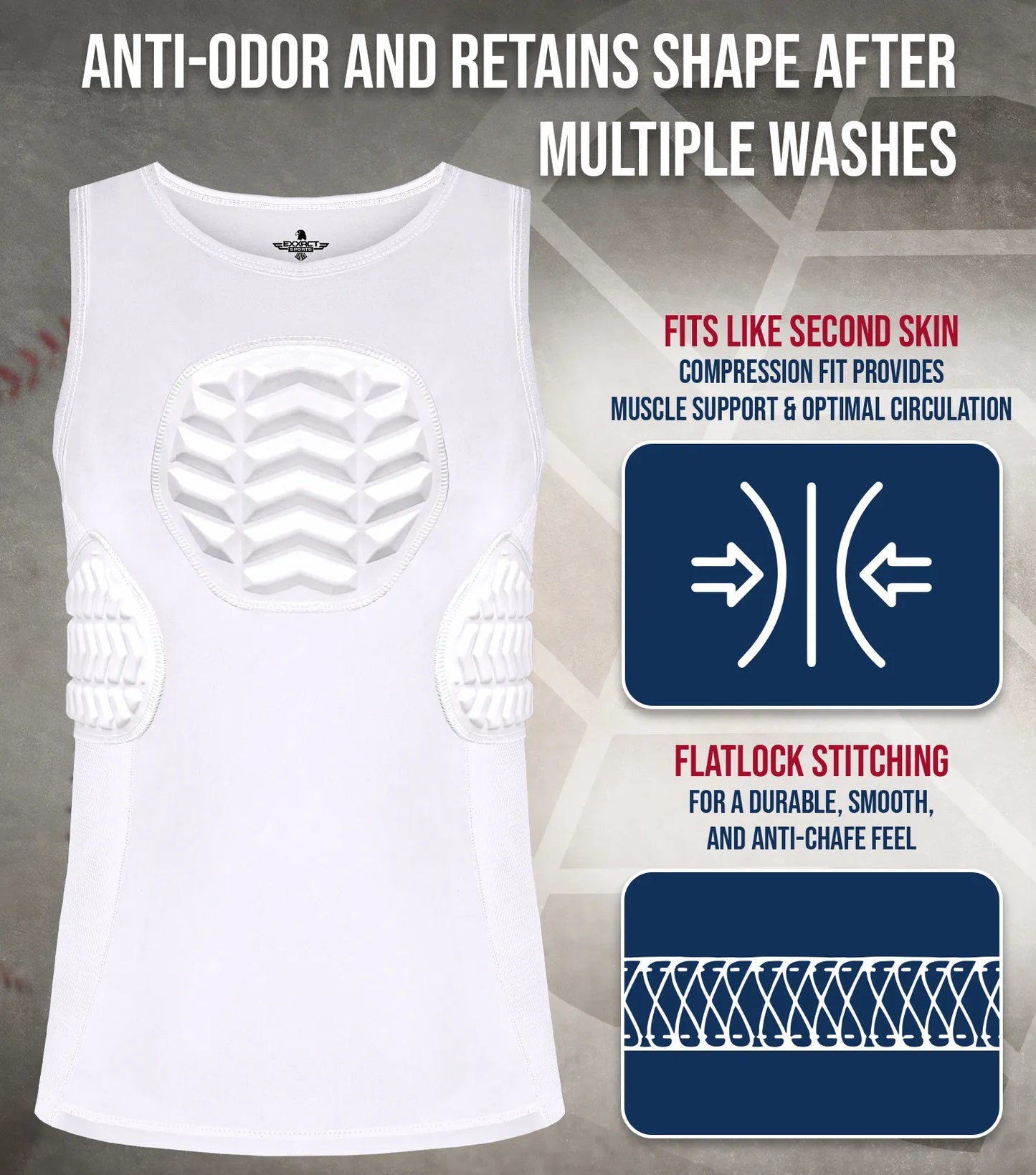 Tank Top Boys Baseball Chest & Rib Protector (White)