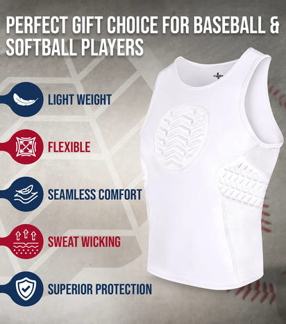 Tank Top Boys Baseball Chest & Rib Protector (White)