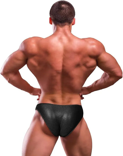 Men's V-Cut Bodybuilding Competition Posing Trunks (Black)