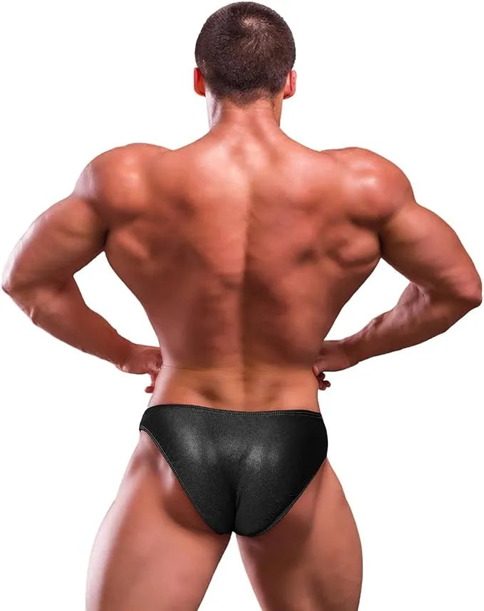 Men's V-Cut Bodybuilding Competition Posing Trunks (Black)