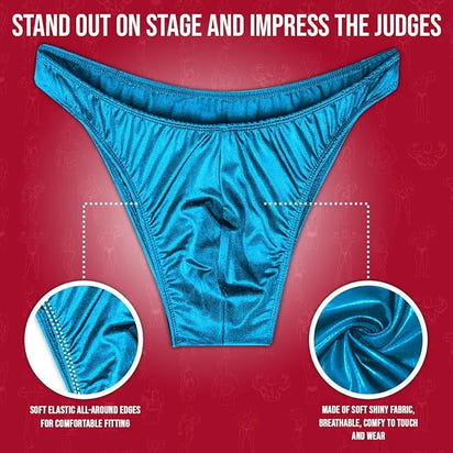 Men's V-Cut Bodybuilding Competition Posing Trunks (Aqua Teal)