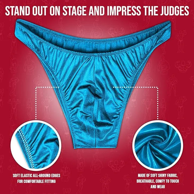 Men's V-Cut Bodybuilding Competition Posing Trunks (Aqua Teal)