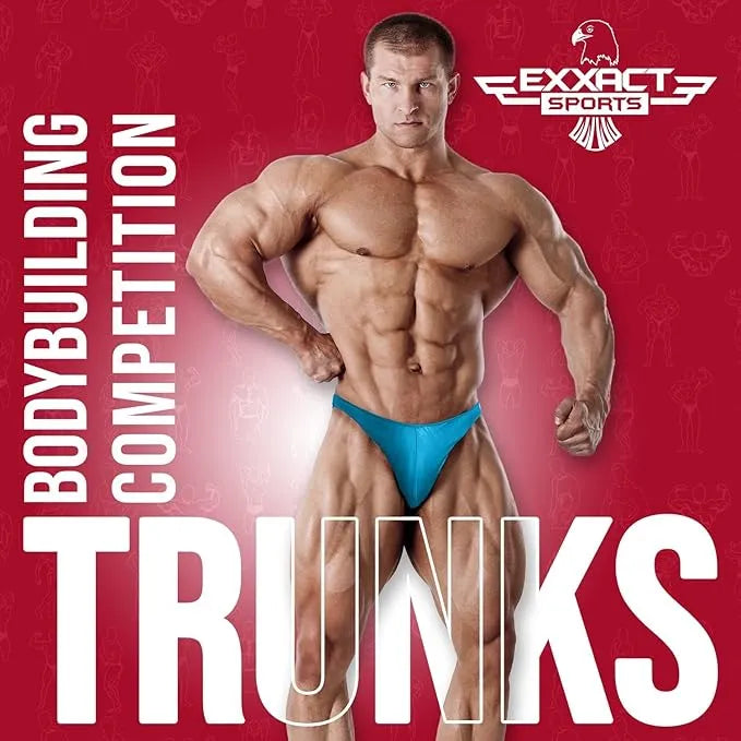Men's V-Cut Bodybuilding Competition Posing Trunks (Aqua Teal)