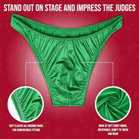 Men's V-Cut Bodybuilding Competition Posing Trunks (Green)
