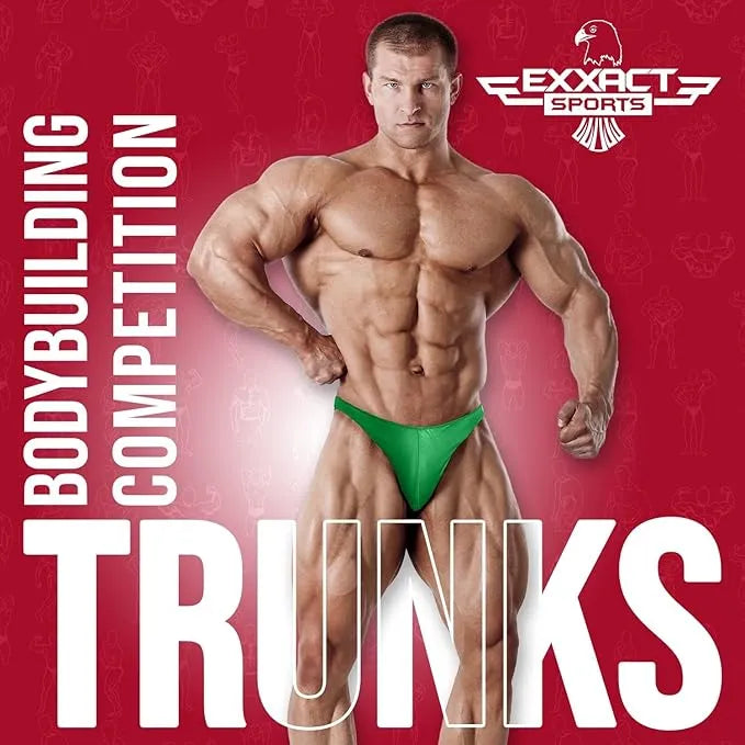 Men's V-Cut Bodybuilding Competition Posing Trunks (Green)