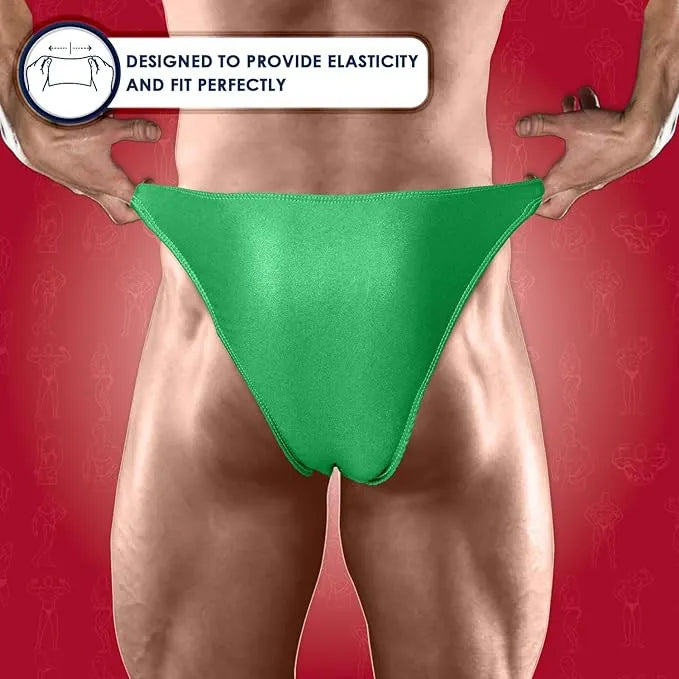 Men's V-Cut Bodybuilding Competition Posing Trunks (Green)