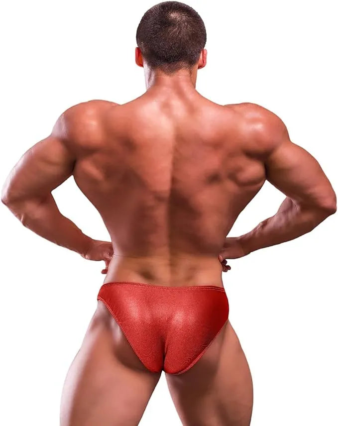 Men's V-Cut Bodybuilding Competition Posing Trunks (Red)