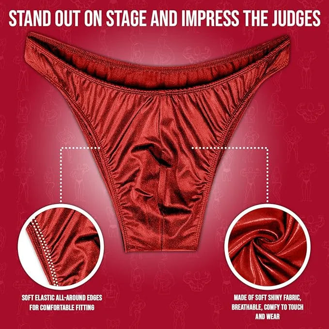 Men's V-Cut Bodybuilding Competition Posing Trunks (Red)