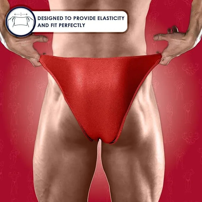 Men's V-Cut Bodybuilding Competition Posing Trunks (Red)