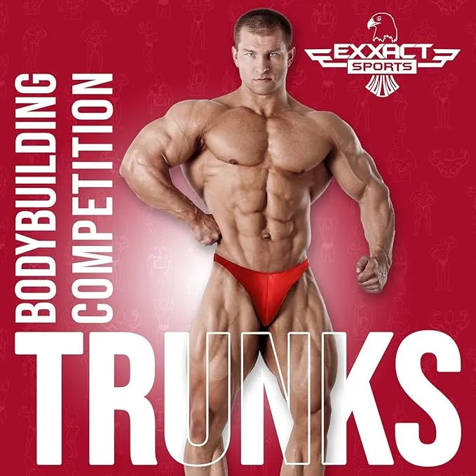 Men's V-Cut Bodybuilding Competition Posing Trunks (Red)