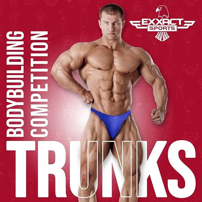 Men's V-Cut Bodybuilding Competition Posing Trunks (Royal Blue)