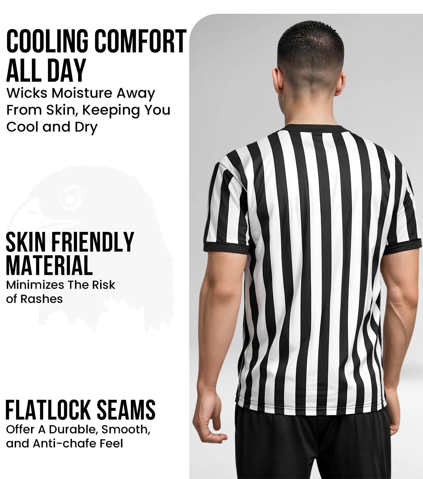 Referee Shirt for Men and Women, Black & White Stripes Umpire Uniform (V-Neck)