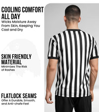 Referee Shirt for Men and Women, Black & White Stripes Umpire Uniform (V-Neck)