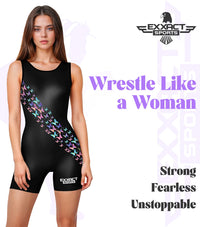 Sublimated Women's Wrestling Singlets, High-Cut Female Singlets (Butterfly)