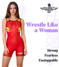 Sublimated Women's Wrestling Singlets, High-Cut Female Singlets (Phoenix)