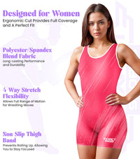Sublimated Women's Wrestling Singlets, High-Cut Female Singlets (Pink)