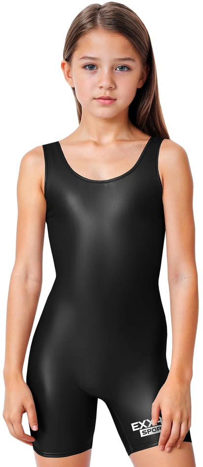 Girls Black Wrestling Singlets, High-Cut Female Singlets