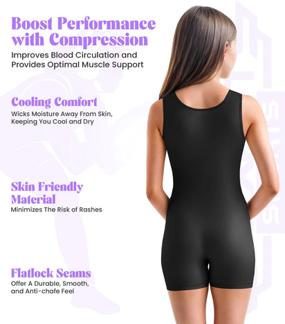 Girls Black Wrestling Singlets, High-Cut Female Singlets